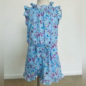Janie and Jack Disney Blue Ruffled Sleeveless Romper